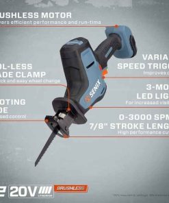 Alternative view of 3718: SealedSENIX PSRX2-M2-0 X2 20 Volt Max* 7/8-Inch Compact Reciprocating Saw Power Tool Set, Variable Speed, 3000 SPM Max, Tool-Less Blade Clamp, 3-Mode LED Light, Tool Only, Battery Not Included