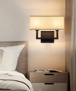7104: New Set of 2 Linen Fabric Boho Wall Sconce Bedside Light with On Off Switch, 2-Light Finished