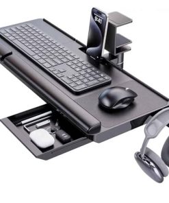 2095: Keyboard Tray Under Desk with 360° Rotation, Ergonomic Computer Keyboard & Mouse Tray 25"W×11.02"D Sit Stand Desk Keyboard Holder w/Wrist Rest & Storage Drawer