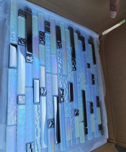 Alternative view of Glass Backsplash Tiles Mosaic Iridescent White 12 x 12 Inch for Kitchen Backsplash Bathroom Wall (5-Pack, 5 sq.ft.)
