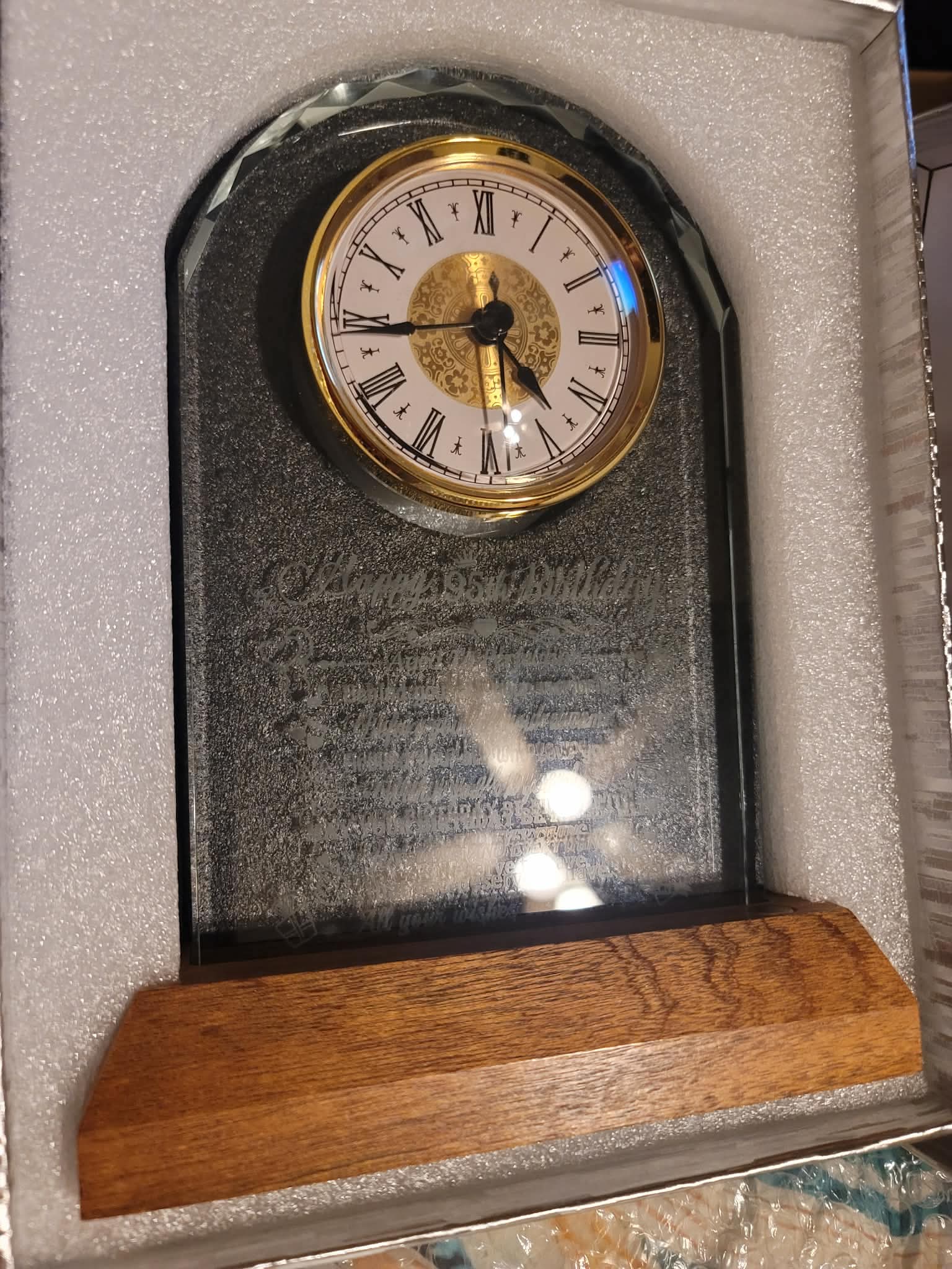 Happy 95th Birthday Crystal Clock Gifts for Women Men 95 Years Old Birthday Present for Parents 95th Quartz Clock Birthday Gifts with Wooden LED Light Base - Image 4