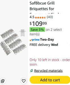 Alternative view of SafBbcue Grill Briquettes for Summerset Sizzler Grill Parts RCS 26" 32" 40" Grill Replacement Parts Turbo Captn Cook CG3CKWN CG4CKW Flame Tamer (5-Pcs)