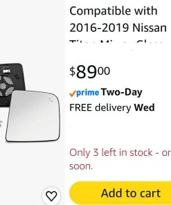 Alternative view of Compatible with 2016-2019 Nissan Titan Mirror Glass Passenger Side - Replacement Tow Mirrors with Blind Spot Detection System, Power Heated, Chrome, Backing plate, Upper, 2-Pin Plug