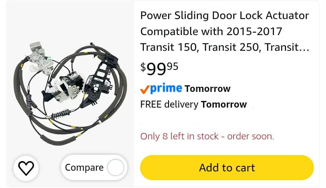 Power Sliding Door Lock Actuator Compatible with 2015-2017 Transit 150, Transit 250, Transit 350, Transit 350 HD Rear Right Passenger Side - Image 2
