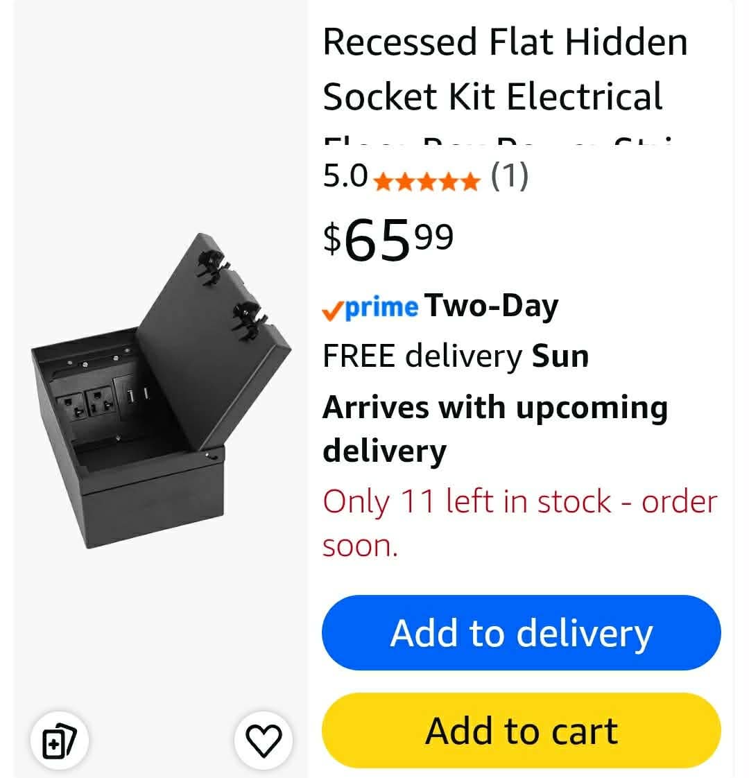 Recessed Flat Hidden Socket Kit Electrical Floor Box Power Strip Hidden Floor Waterproof Electrical Outlet Covcer Box with 3*USB, 4 * 20A Receptacle and 2*CAT6 Interfaces (Square 4 AC, Black) - Image 2