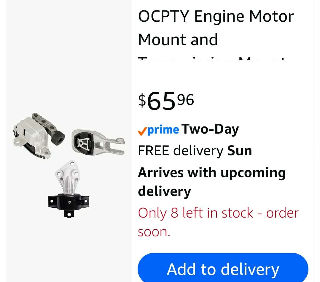 Engine Motor Mount and Transmission Mount and Torque Strut Mount Set Compatible for 2012-2016 Sonic 1.4T L4 Turbocharged Engine & 2012-2016 Sonic 1.8L L4 Engine # A5595 A5596 A5597 (3PCS) - Image 2