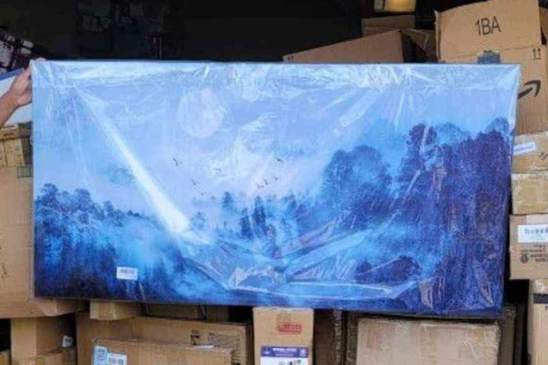 HUGE Blue Mountain Moon Wall Art Canvas Print 30x60in, Ready to Hang