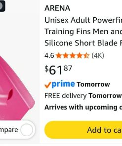Alternative view of Arena Unisex Adult Powerfin Pro Swim Training Fins Men and Women Silicone Short Blade Flippers Left-Right Custom Design, Size 11-12