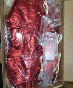 Alternative view of 4 Pcs Red Christmas Tree Topper Bow Christmas Ribbon Wreath Bow Lighted LED Door Wall Decor for Indoor Outdoor Winter Xmas Decoration, 18 x 10 Inch