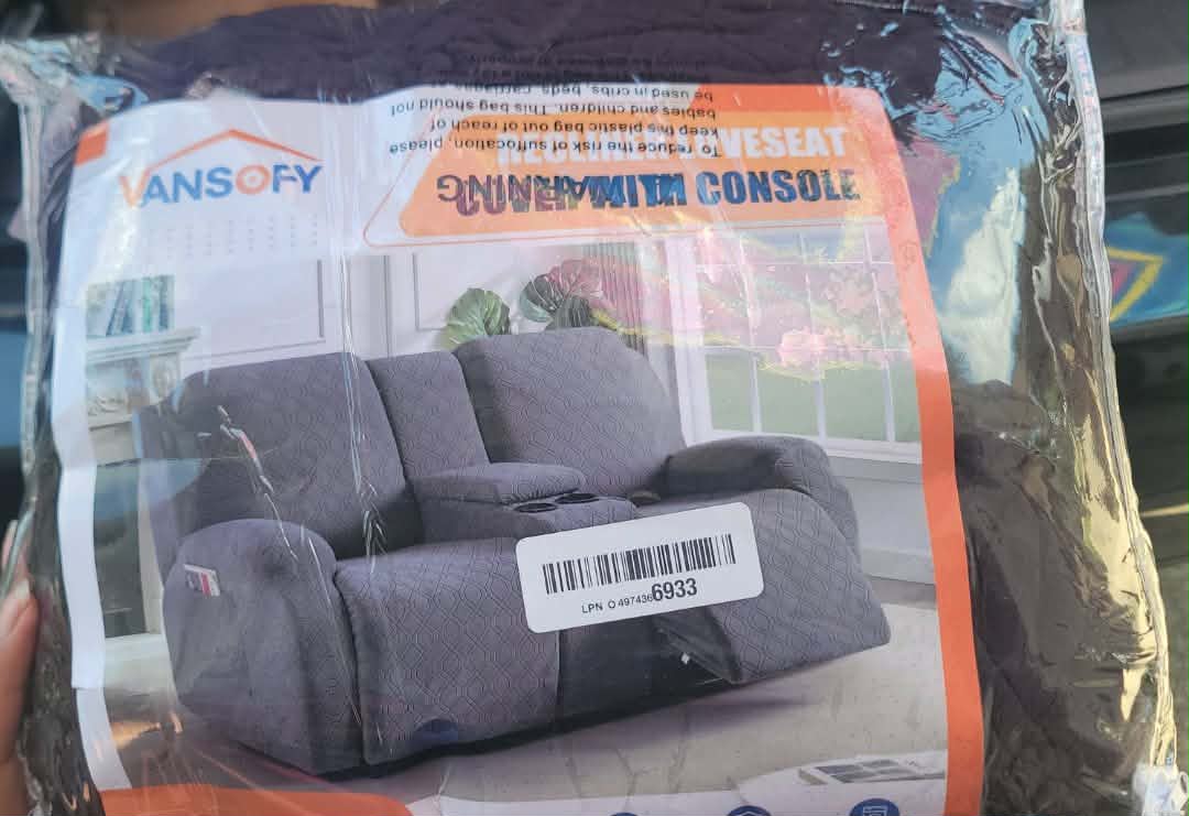 Recliner Loveseat Cover with Middle Console Stretch Reclining Sofa Slipcover for 2 Seat Jacquard Reclining Couch Sofa Covers Furniture Protector with Elastic Straps Bottom (Chocolate) - Image 2