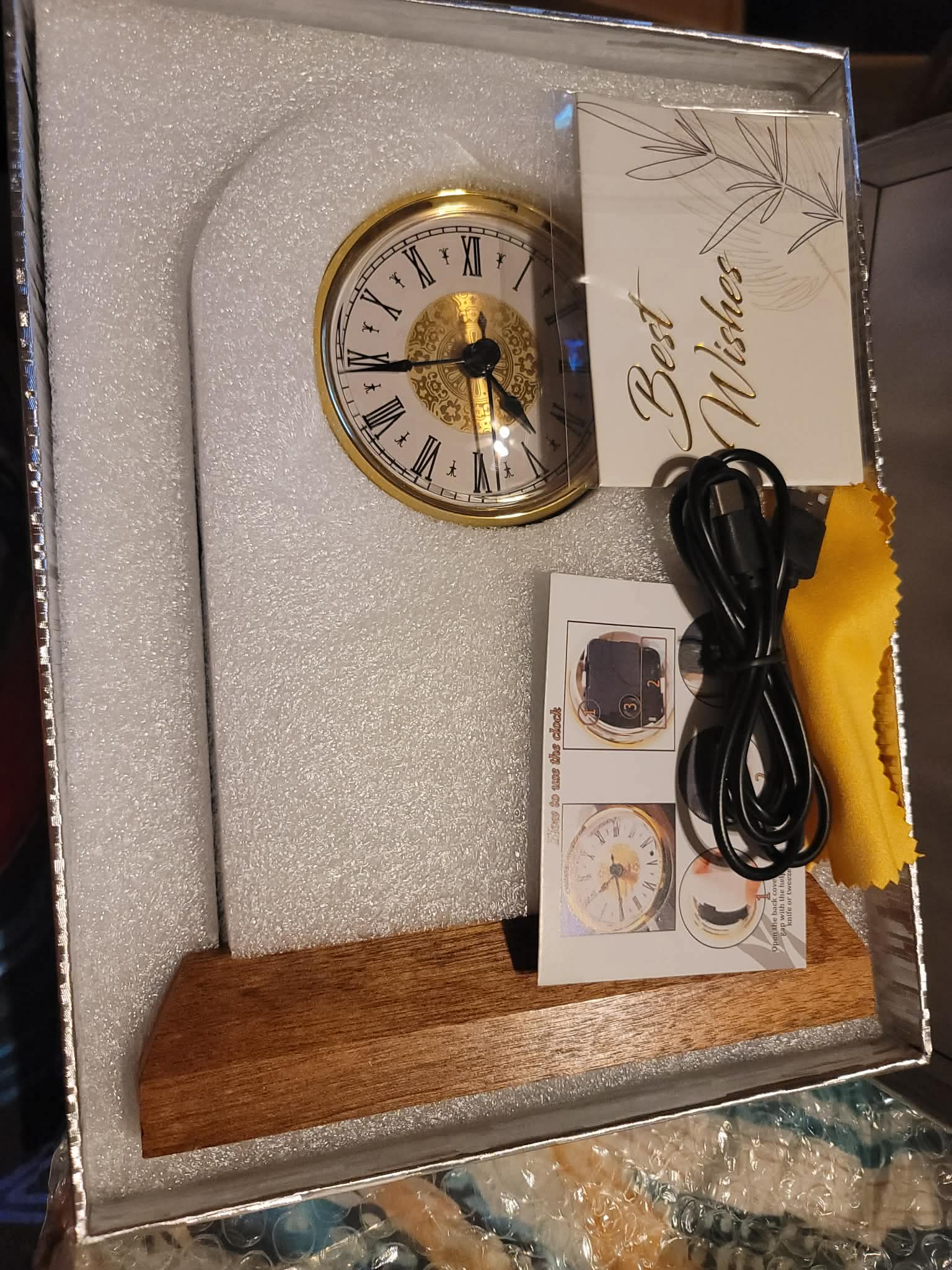 Happy 95th Birthday Crystal Clock Gifts for Women Men 95 Years Old Birthday Present for Parents 95th Quartz Clock Birthday Gifts with Wooden LED Light Base - Image 3