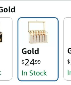 Alternative view of Lipstick Organizer,Luxury Tempered Glass Lipstick Holder & Nail Polish Organizer, 18-Slot Vanity Cosmetic Organizer with Removable Dividers, Gold