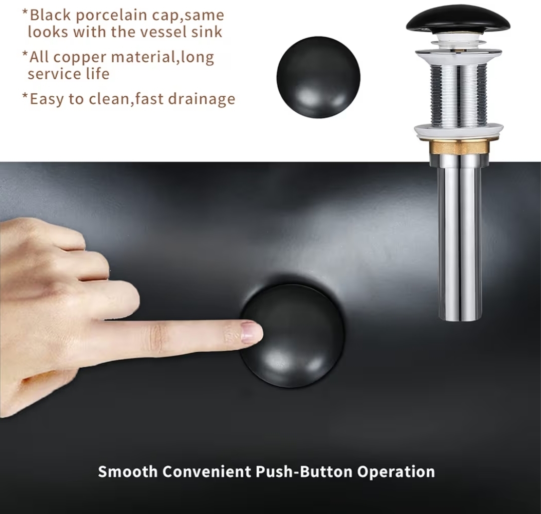 24.5'' X 13.8'' Large Matte Black Oval Vessel Sink with Pop Up Drain,Boat Shape Bathroom Vessel Sink,Bathroom Sinks Above Counter,Matte Black Ceramic Vessel Sinks for Bathrooms (Large) - Image 9