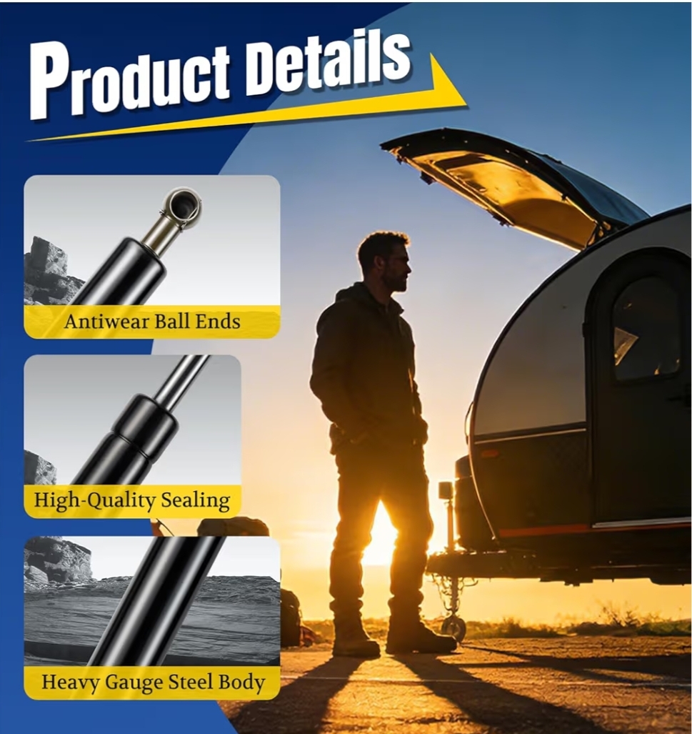 ST280M250- 2pc- 28 in 250LB/1112N Gas Struts, Murphy Bed Piston 250lb, Heavy Duty Bed Cover Shocks Lift Support Spring for Tonneau Cover Truck Bed Cover Floor Hatch Basement Trap Door, 2Pcs - Image 4