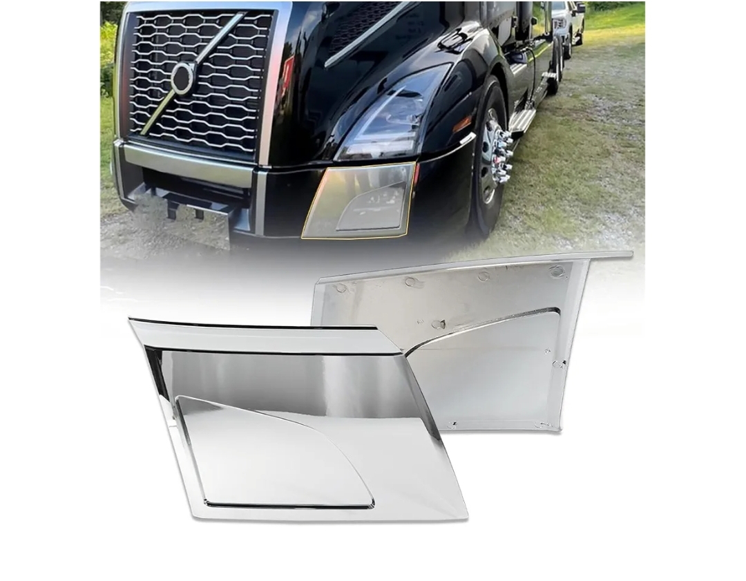 Side Bumper Chrome Trim without Hole Compatible with Volvo 2018+ Volvo VNL 1 Pair Of Right Passenger & Left Driver Side Bumper Extension Corners Chrome Trim