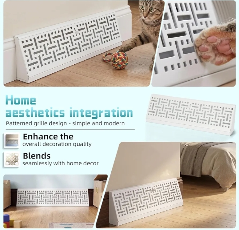 New 4 Pack 15 Inch Baseboard Register - RoundFlow Design for Maximum Air Flow - Smooth-Glide Air Adjust Lever - Heavy Duty Rust-Proof Steel - Tool-Free Easy Installation 15 Inch Baseboard Register - Image 8
