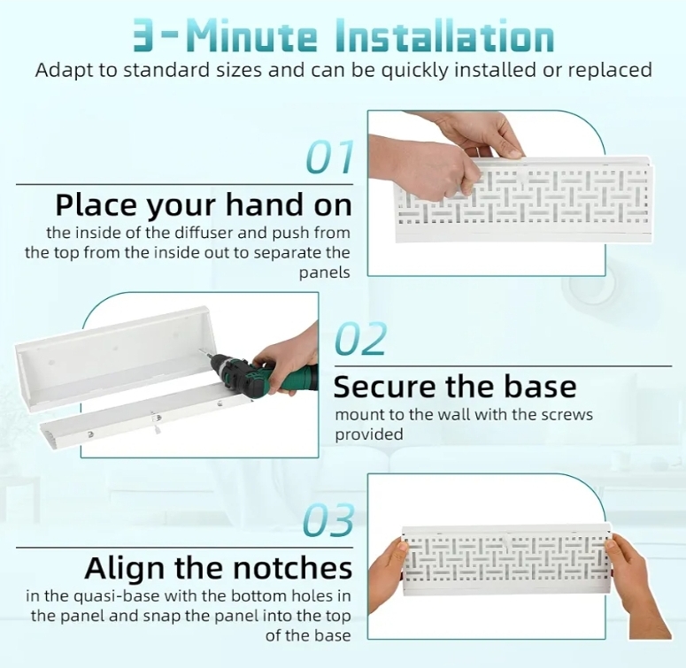 New 4 Pack 15 Inch Baseboard Register - RoundFlow Design for Maximum Air Flow - Smooth-Glide Air Adjust Lever - Heavy Duty Rust-Proof Steel - Tool-Free Easy Installation 15 Inch Baseboard Register - Image 10