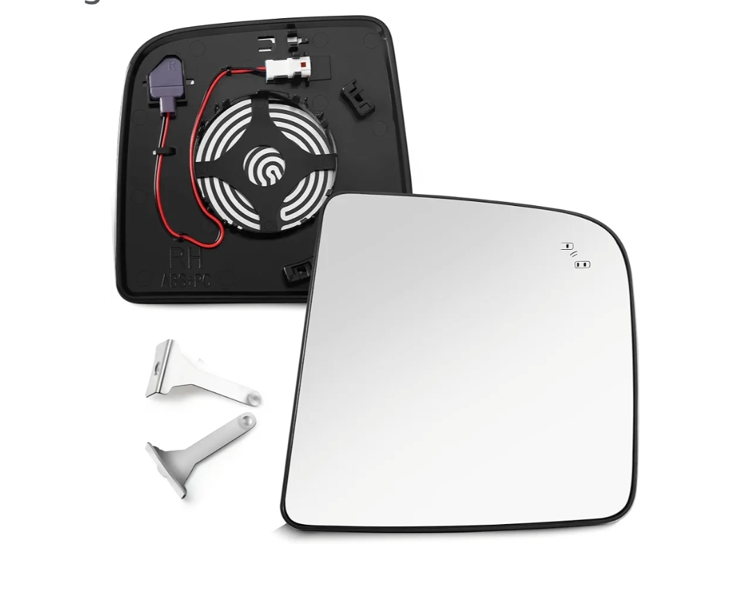 Compatible with 2016-2019 Nissan Titan Mirror Glass Passenger Side - Replacement Tow Mirrors with Blind Spot Detection System, Power Heated, Chrome, Backing plate, Upper, 2-Pin Plug