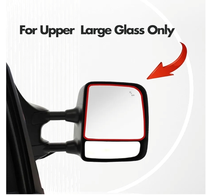 Compatible with 2016-2019 Nissan Titan Mirror Glass Passenger Side - Replacement Tow Mirrors with Blind Spot Detection System, Power Heated, Chrome, Backing plate, Upper, 2-Pin Plug - Image 3