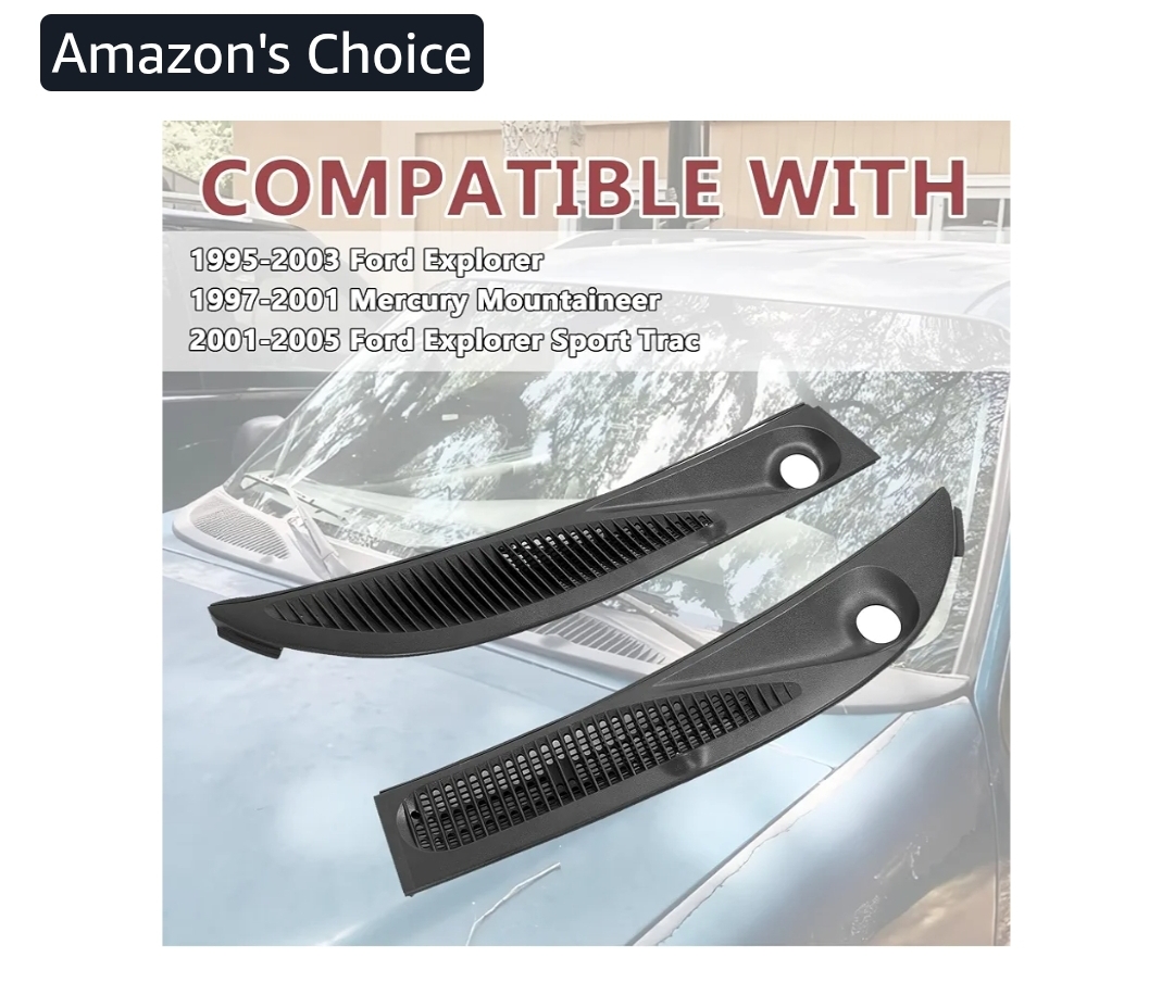 Windshield Wiper Cowl Grille Panels Compatible with 1995-2005 Ford Explorer 1997-2001 Mercury Mountaineer Replacement for F57Z-78022A68-A F57Z-78022A69-A - Image 5
