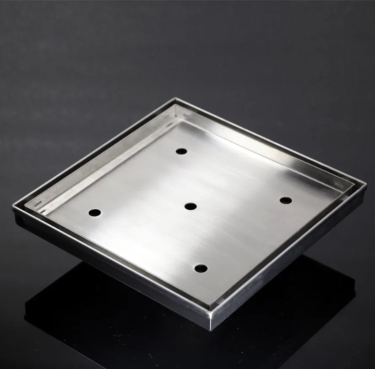 8 Inch Square Shower Drain with Removable Tile Insert Grate, Brushed 304 Stainless Steel Square Shower Floor Drain, Includes Hair Strainer, CUPC Certified - Image 7