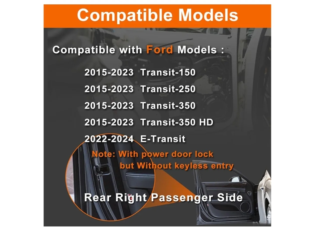 Power Sliding Door Lock Actuator Compatible with 2015-2017 Transit 150, Transit 250, Transit 350, Transit 350 HD Rear Right Passenger Side - Image 7