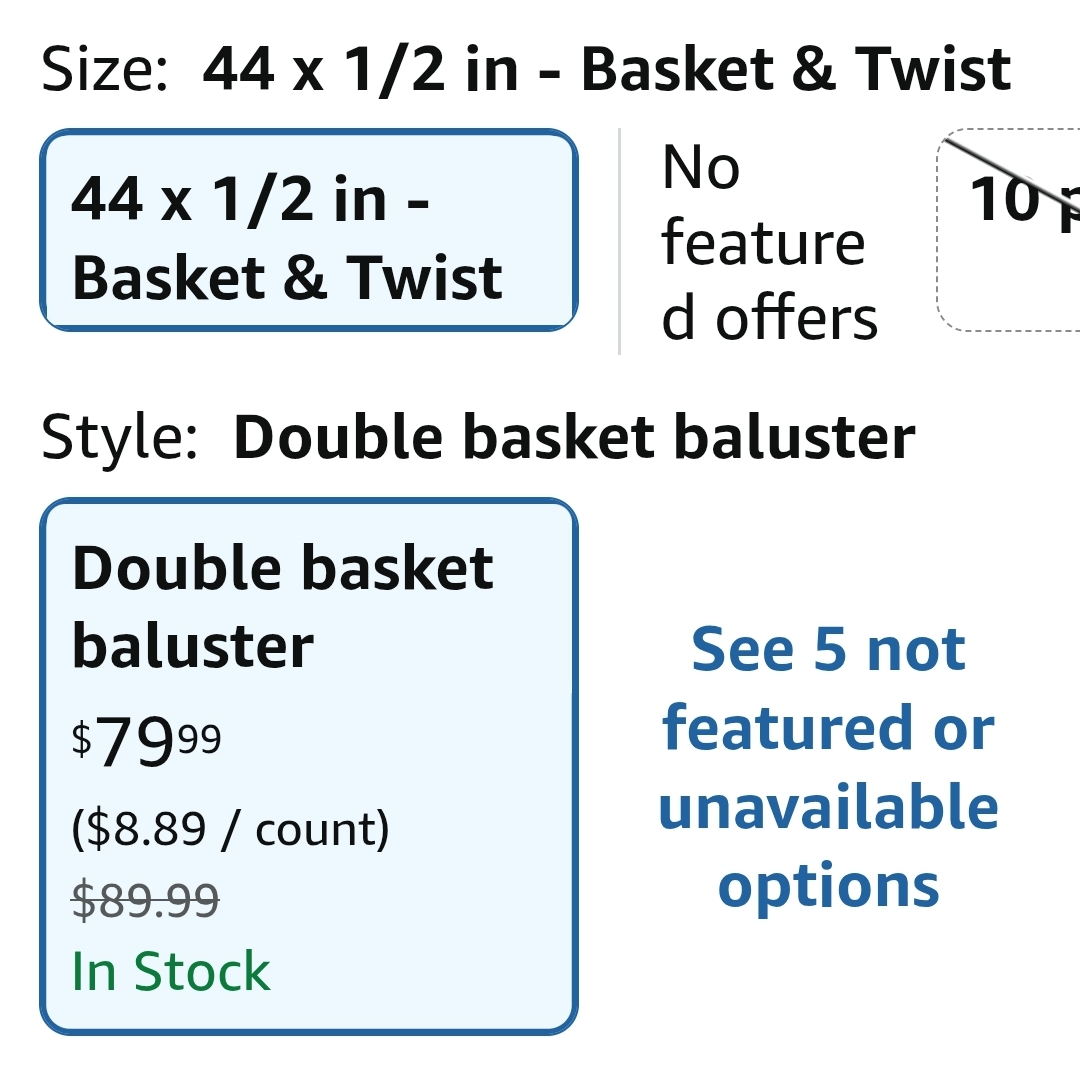 9 Pack Iron Balusters,Hollow Double Basket Iron Spindles Hollow Single Basket Staircase Balusters Single Twist 1/2" Square Stair Balusters with 18 Swivel Shoes - Image 3