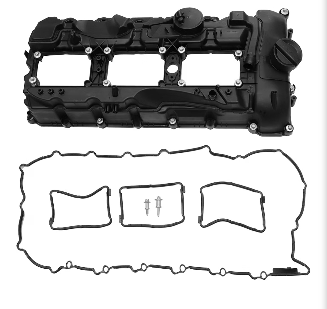 Engine Valve Cover for BMW 135is 3.0L 2013 No.11127570292/264-937 Front Valve Rocker Cover Black with Gasket Bolt Oil Cap PCV Valve 1 Set