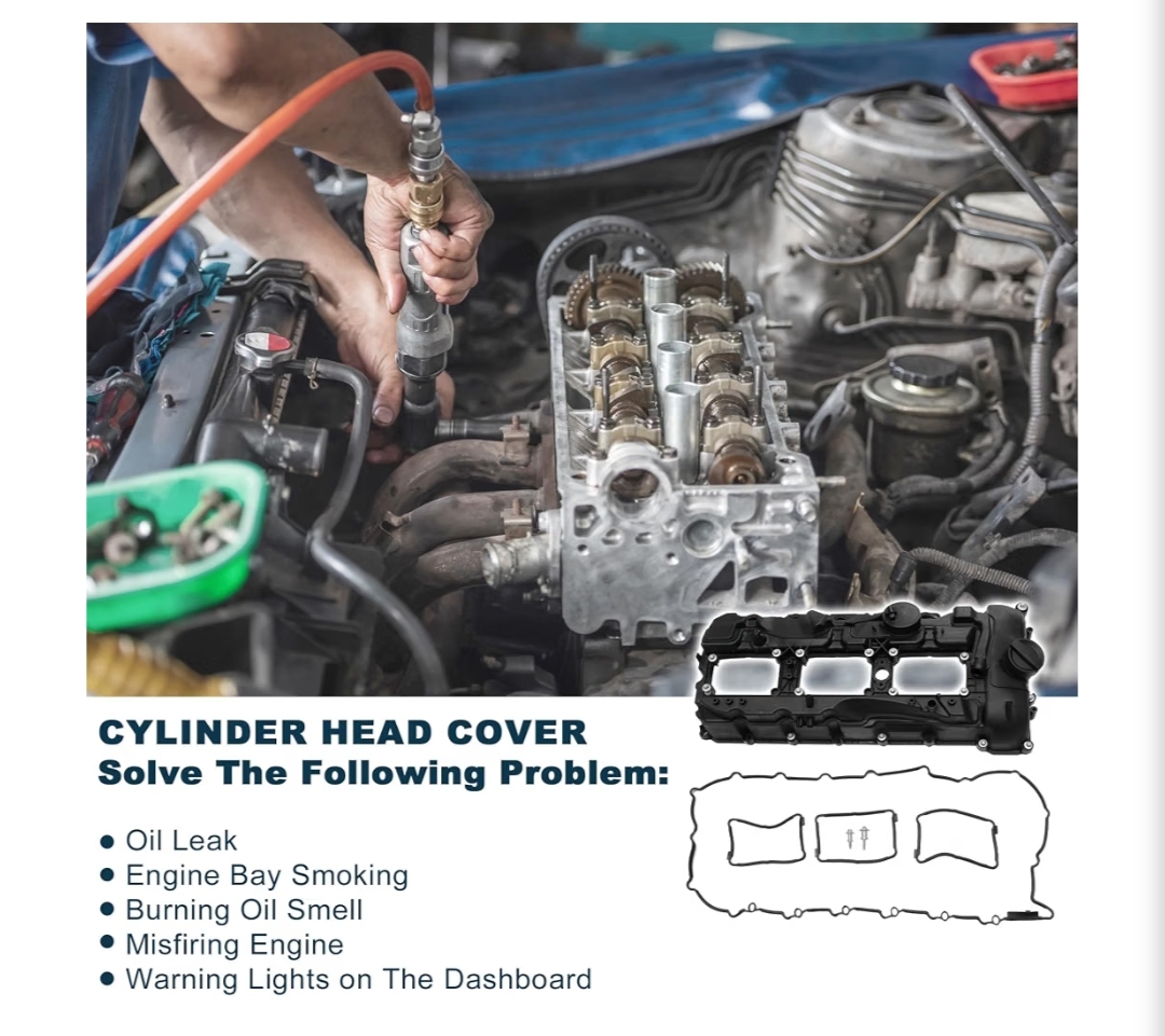 Engine Valve Cover for BMW 135is 3.0L 2013 No.11127570292/264-937 Front Valve Rocker Cover Black with Gasket Bolt Oil Cap PCV Valve 1 Set - Image 4