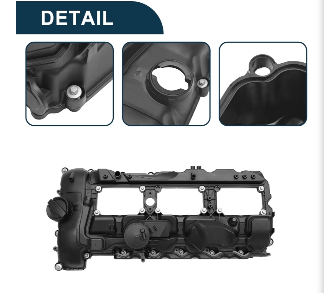 Engine Valve Cover for BMW 135is 3.0L 2013 No.11127570292/264-937 Front Valve Rocker Cover Black with Gasket Bolt Oil Cap PCV Valve 1 Set - Image 5