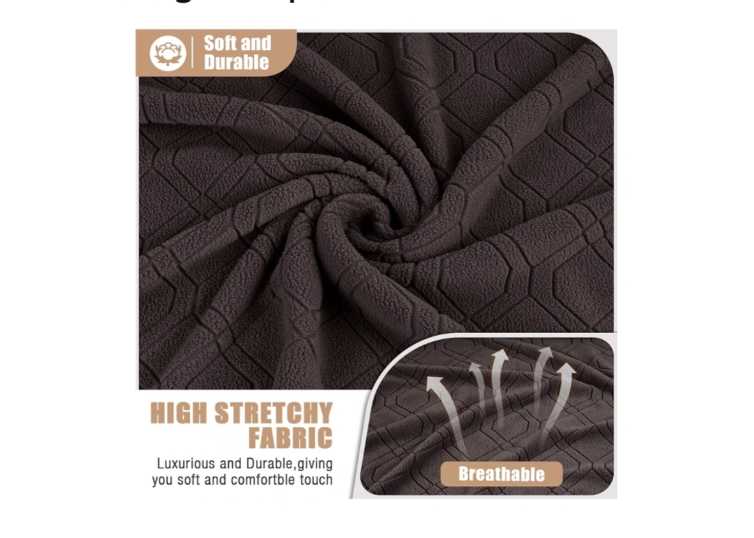 Recliner Loveseat Cover with Middle Console Stretch Reclining Sofa Slipcover for 2 Seat Jacquard Reclining Couch Sofa Covers Furniture Protector with Elastic Straps Bottom (Chocolate) - Image 5