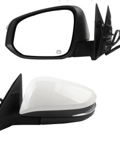 Left Driver Side Mirror Compatible with 2014-2019 Toyota Highlander Heated Power Adjustable Glass Manual Fold Turn Signal Light Painted White 6 PINS Replaces# 87940-0E130 TO1320317 (W/o BSD)