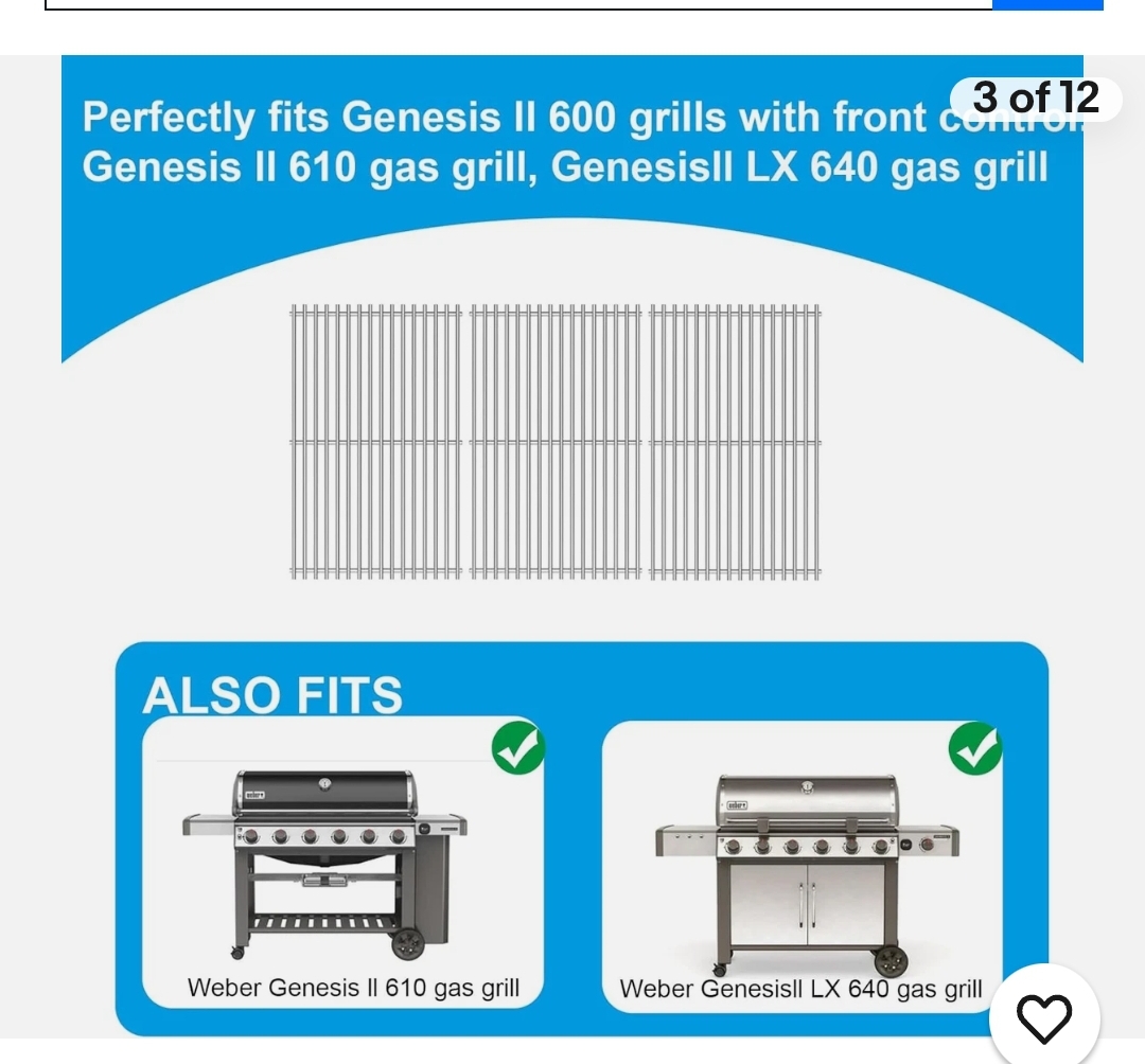 Grill Grates Parts for Weber Genesis Grill 66803, 66096, Weber Genesis II E-610, Genesis II LX E-640 S-640, CSE-315, CSS-315, 18”Stainless Steel Grids BBQ Gas Grill Replacement Parts - Image 6