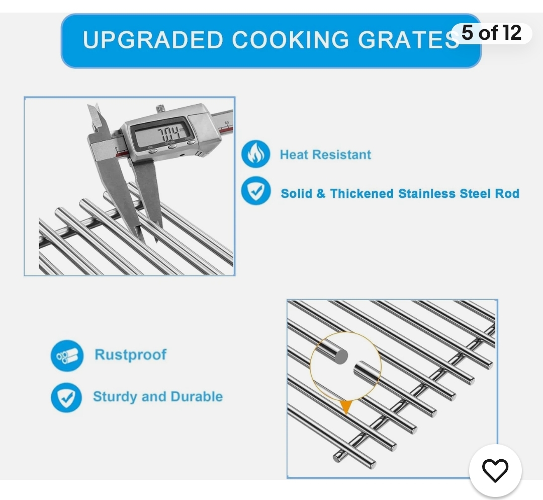 Grill Grates Parts for Weber Genesis Grill 66803, 66096, Weber Genesis II E-610, Genesis II LX E-640 S-640, CSE-315, CSS-315, 18”Stainless Steel Grids BBQ Gas Grill Replacement Parts - Image 8