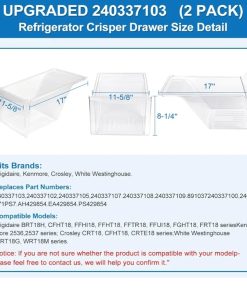 Alternative view of [2 PACK] 240337103 Refrigerator Crisper Drawer Replacement Compatible with Frigidaire Kenmore Refrigerator Drawer Replacement, Frigidaire Drawer Replacement