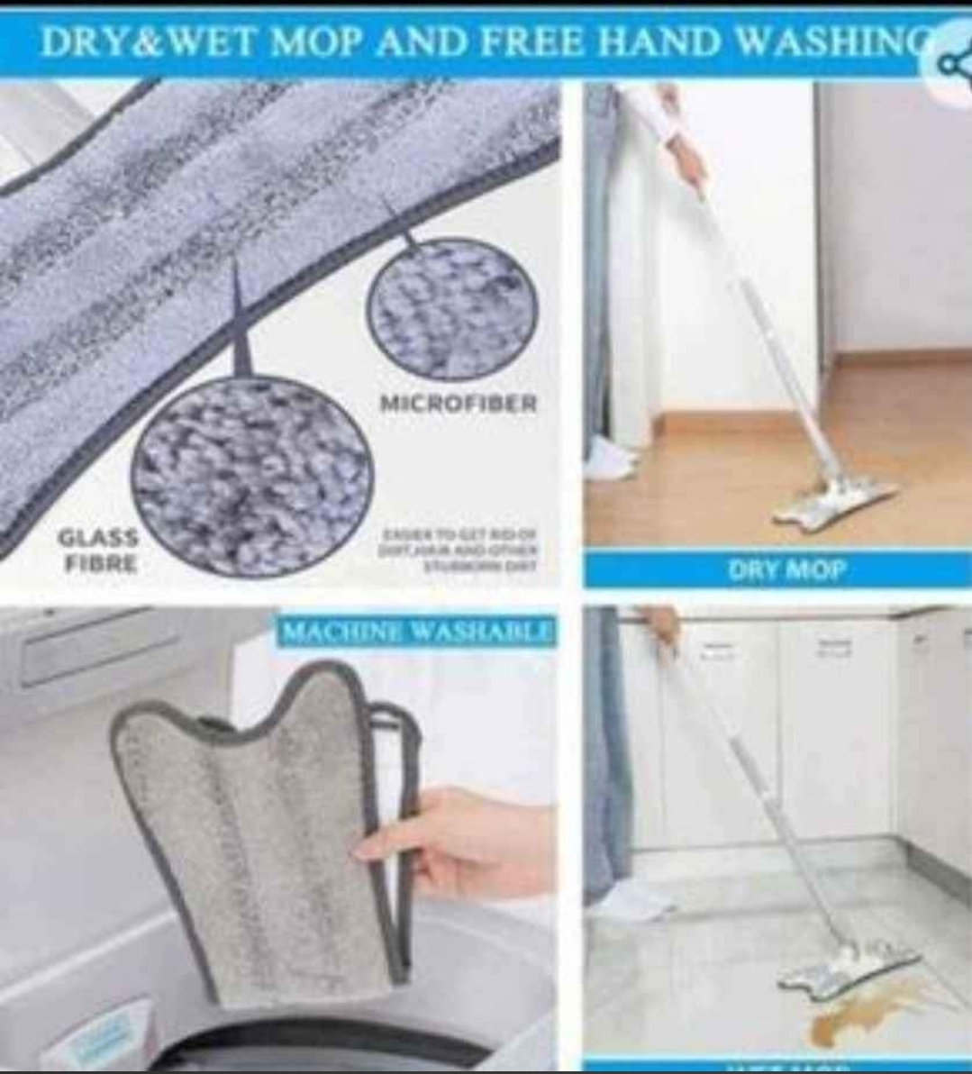 New X-type Squeeze Mop With Reusable Microfiber Pad Handfree Wash Flat Mop Rotatable - Image 11