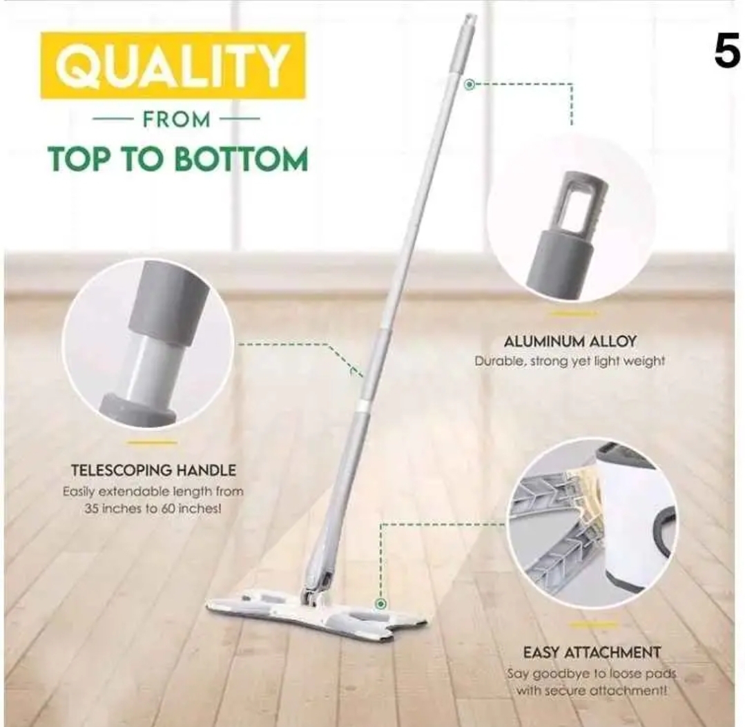 New X-type Squeeze Mop With Reusable Microfiber Pad Handfree Wash Flat Mop Rotatable - Image 9