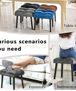 Alternative view of Storage Ottoman, Modern Round Footrest with Soft Padded Seat, Teddy Velvet Footstool with Wood Legs, Accent Small Table or Plant Stand for Hallway, Living Room (Brilliant Yellow)