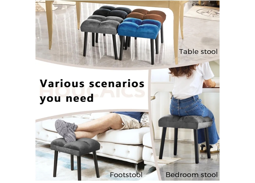 Storage Ottoman, Modern Round Footrest with Soft Padded Seat, Teddy Velvet Footstool with Wood Legs, Accent Small Table or Plant Stand for Hallway, Living Room (Brilliant Yellow) - Image 2