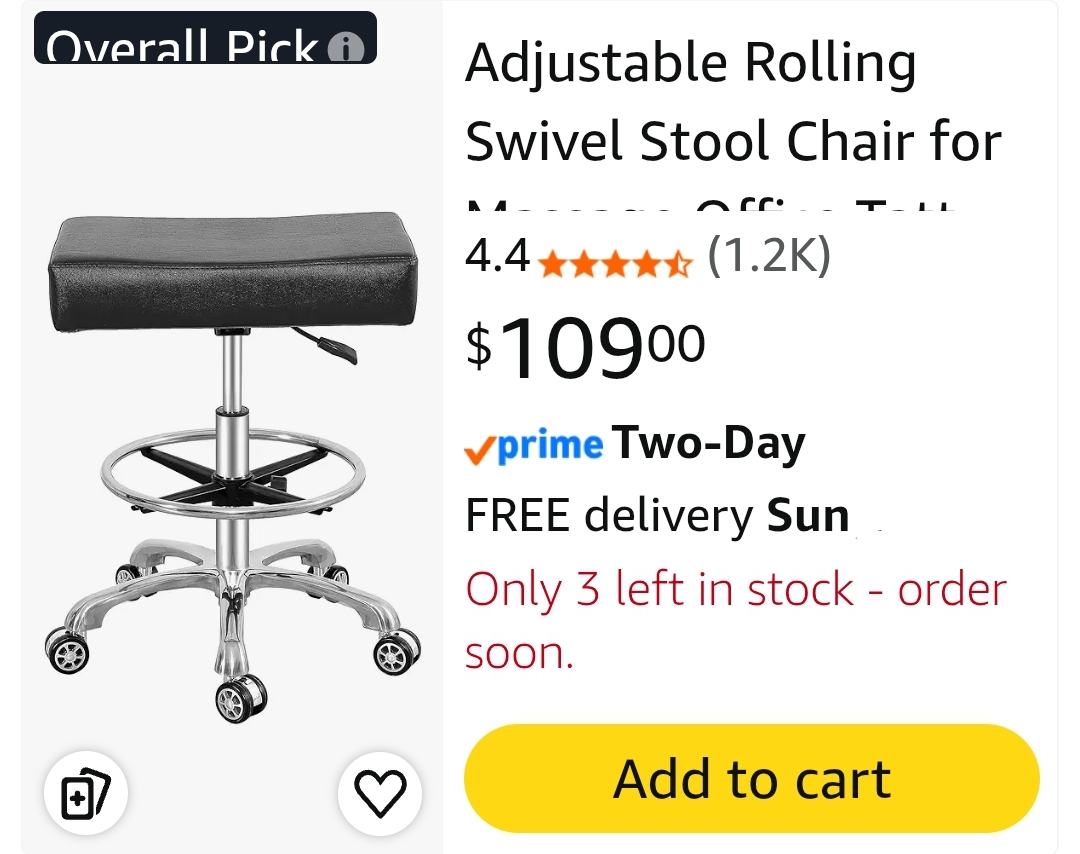 Adjustable Rolling Swivel Stool Chair for Massage Office Tattoo Kitchen, Work Heavy Duty Stool with Wheels (Black, with Foot Rest) - Image 2