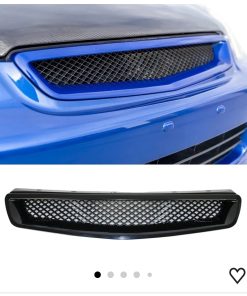 Grille Compatible With 1999-2000 Honda Civic, T-R Style ABS Plastic Black Front Bumper Grill Hood Mesh