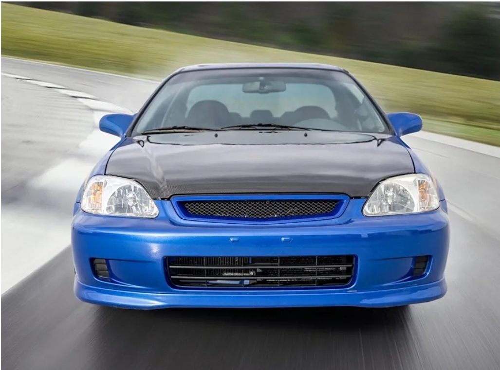 Grille Compatible With 1999-2000 Honda Civic, T-R Style ABS Plastic Black Front Bumper Grill Hood Mesh - Image 5