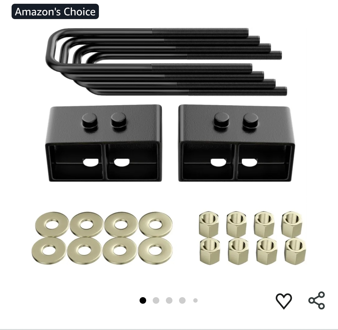 3' Rear Leveling Lift Block Kits for 2004-2020 F150 2WD/4WD Including 2-4" Rear Shock Extensions, Lift Blocks, Extra Long Square Leaf Spring Axle U Bolts