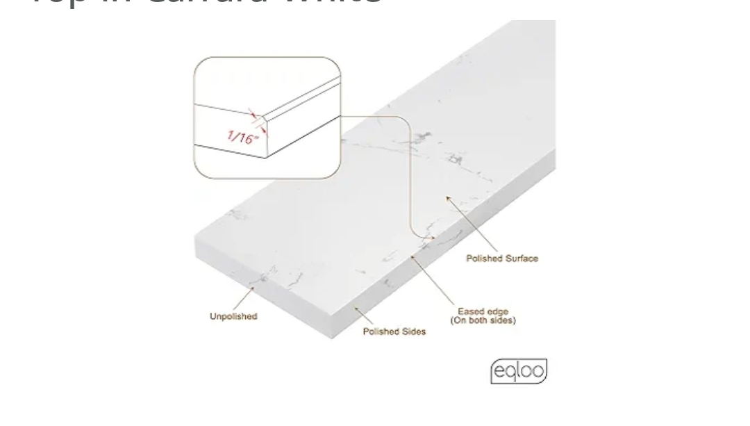 36 in. W x 4 in. H Engineered Stone Backsplash for Bathroom Vanity Sink Top in Carrara White - Image 4