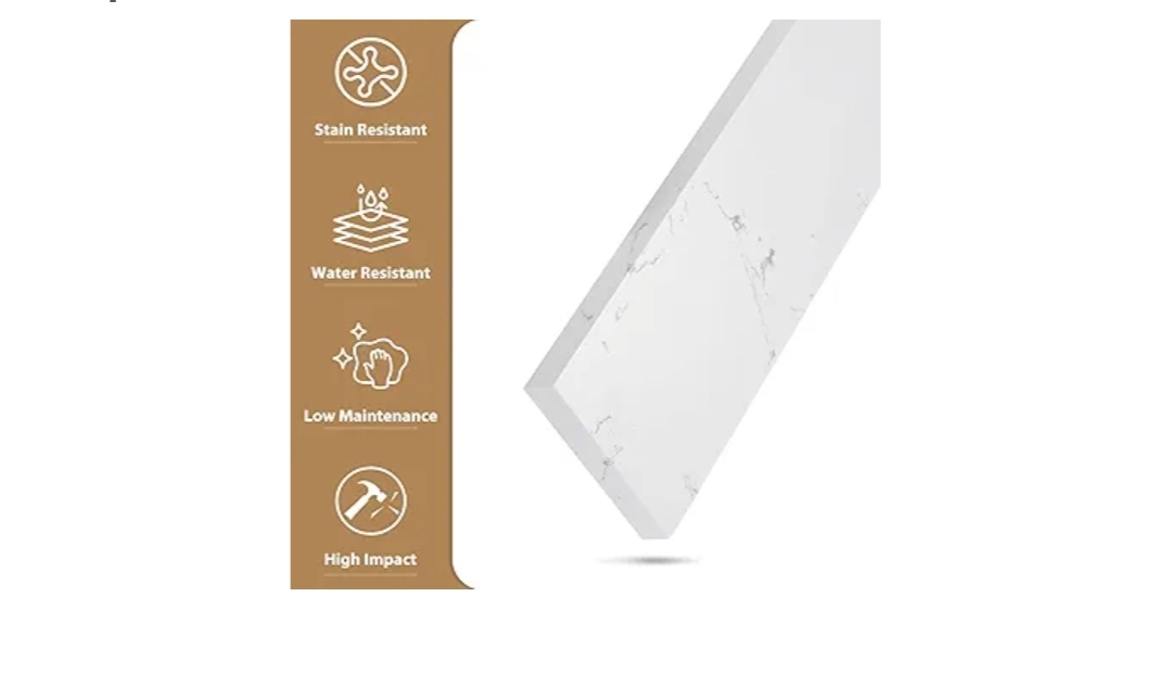 36 in. W x 4 in. H Engineered Stone Backsplash for Bathroom Vanity Sink Top in Carrara White - Image 7