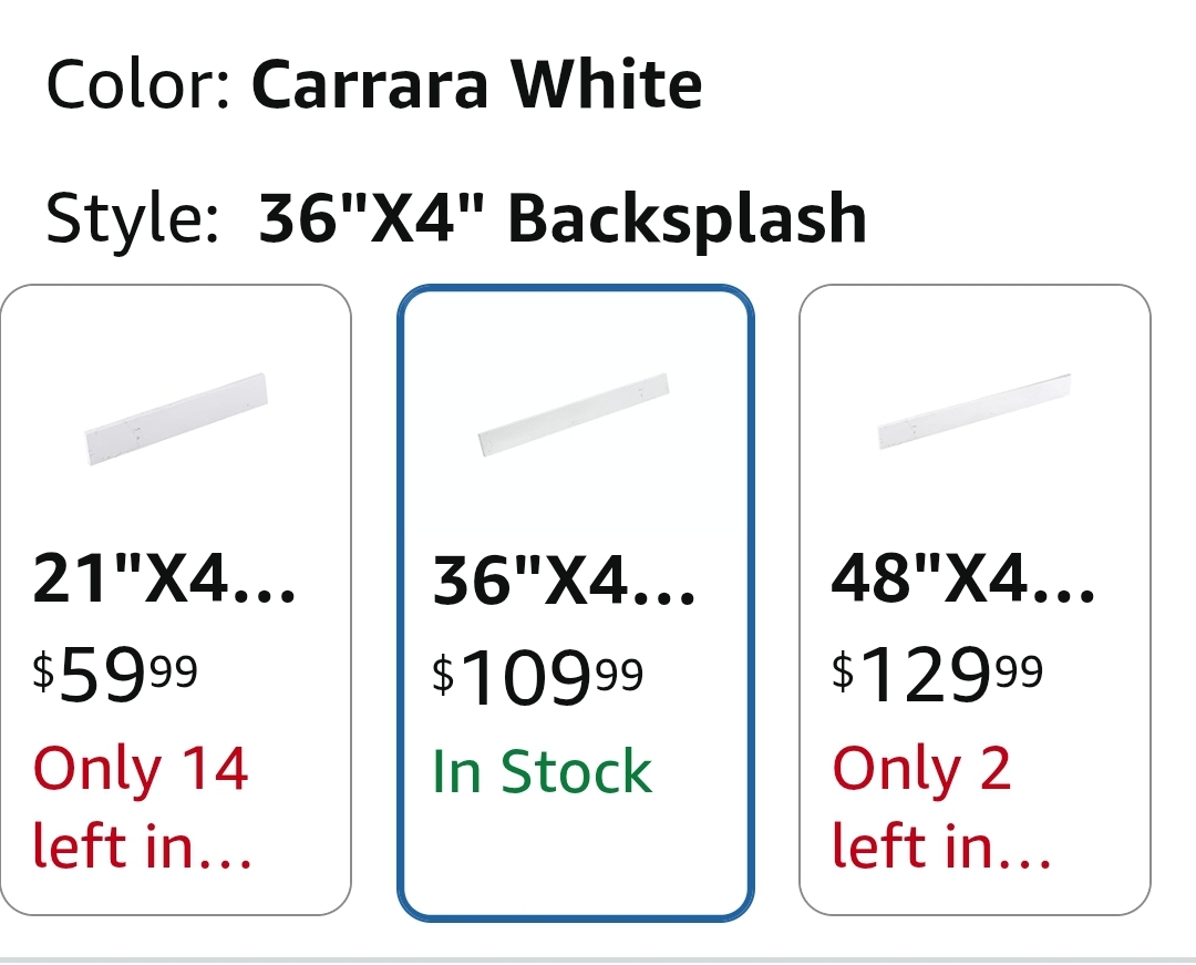 36 in. W x 4 in. H Engineered Stone Backsplash for Bathroom Vanity Sink Top in Carrara White - Image 2