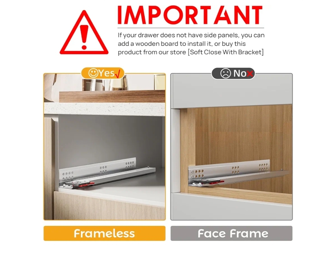 20 Inch Soft Close Undermount (Bottom Mount) Drawer Slides, 1 Pair Heavy Duty Stainless Steel Slides, Full Extension 100lb Capacity for Vanity Cabinets, Home Office Desks (20 Inch) - Image 4