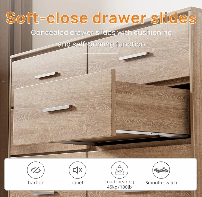 20 Inch Soft Close Undermount (Bottom Mount) Drawer Slides, 1 Pair Heavy Duty Stainless Steel Slides, Full Extension 100lb Capacity for Vanity Cabinets, Home Office Desks (20 Inch) - Image 8