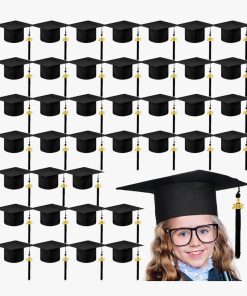34 Child Size Preschool Grad Caps Bulk Kindergarten Graduation Cap Grad Hats with Metal Tassel for Preschool