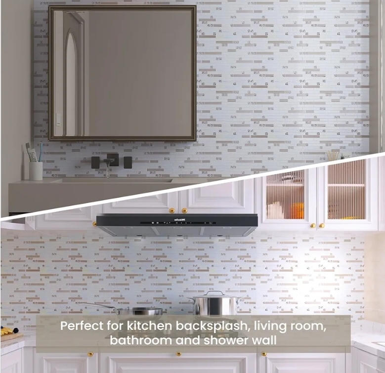 Glass Backsplash Tiles Mosaic Iridescent White 12 x 12 Inch for Kitchen Backsplash Bathroom Wall (5-Pack, 5 sq.ft.) - Image 7